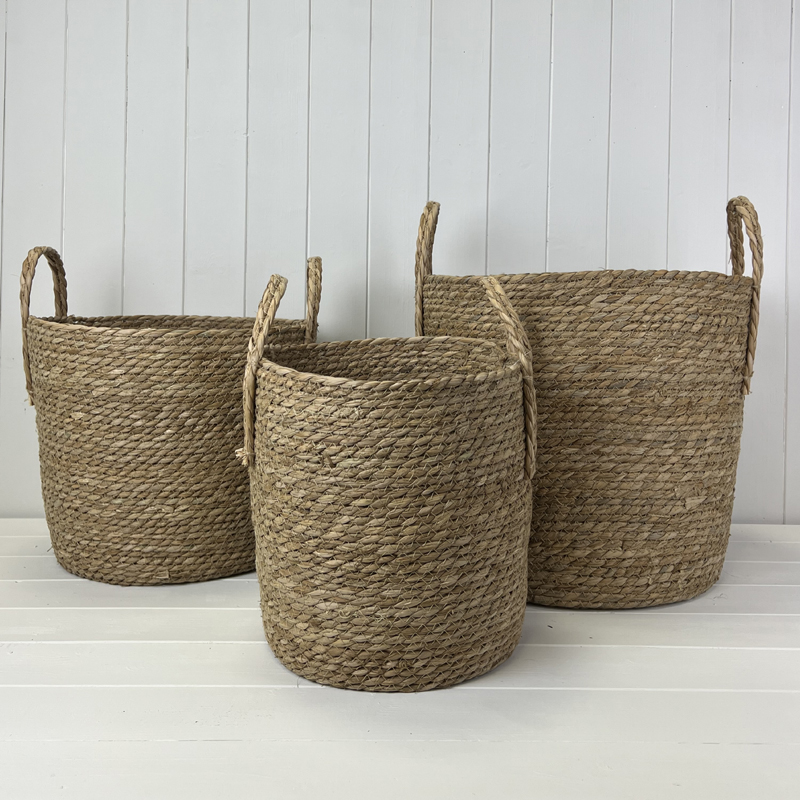 Natural Seagrass Set of Three Storage Baskets  detail page